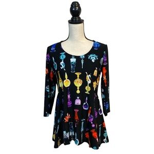 Attitudes by Renee Perfume Bottle Scoop Neck Peplum Tunic Size Small